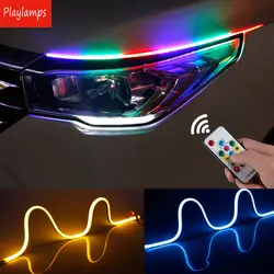 30 см новый тонкий RGB последовательно гибкие светодиодные дневные ходовые огни для полоска-Фара днем бег свет с желтый указатель поворота 12 В