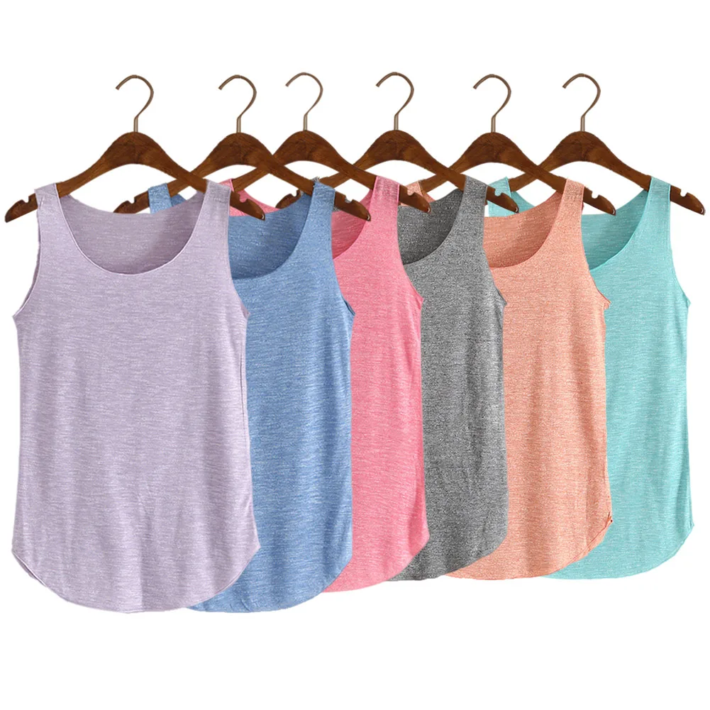 Fashion Women Summer Fitness Tank Top Loose Cotton O neck font b Slim b font Elastic