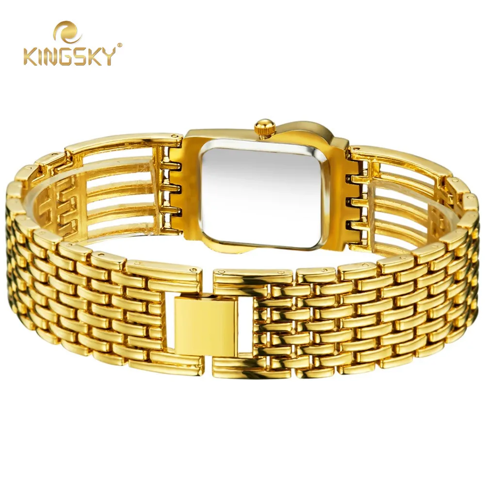 Новая мода Золотой Часы Kingsky Роскошные брендовые Дизайн Овальный Уход за кожей