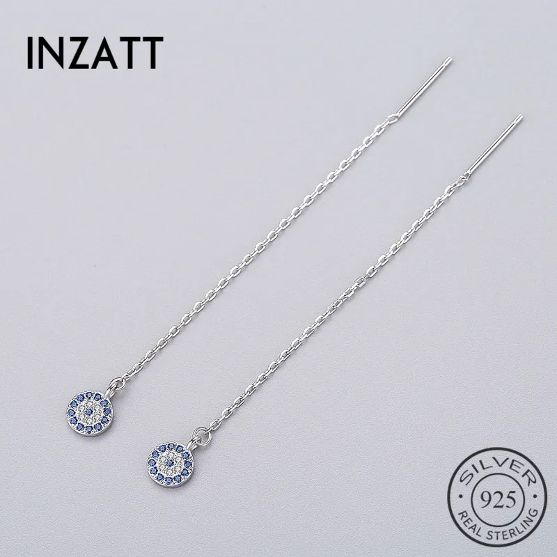 Женские серьги-капельки INZATT из серебра 925 пробы с голубым кристаллом циркония