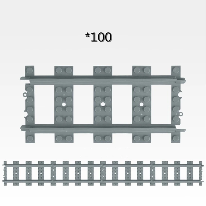 

50-100 Pcs/Lot City Straight Rails Trains Train Track Rail Building Blocks Set Bricks Creator Model Toys Compatible Legoings