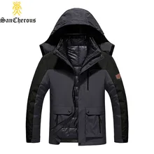 Плюс Размеры 6 цветов 2 в 1 теплые парки Повседневное Водонепроницаемый ветрозащитный Для мужчин зимняя куртка теплая верхняя одежда Пальто для будущих мам Размеры L-6XL