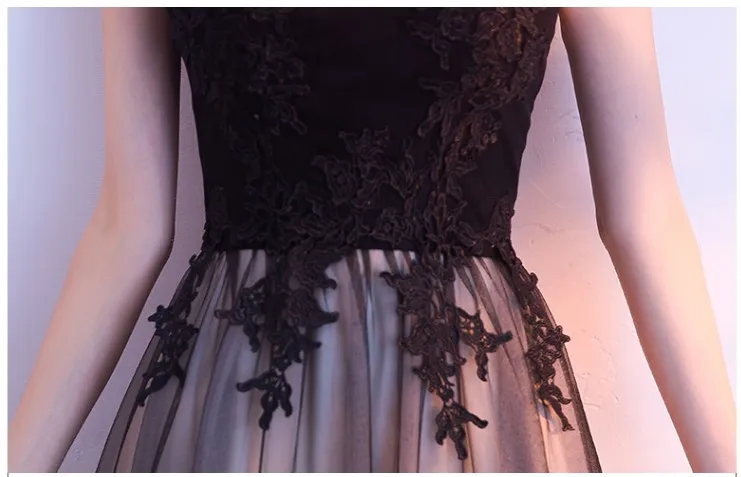 Длинные пикантные элегантные черные вечернее, до пола особые случаи бальный наряд v шеи невесты бальные платья платье 2019 новое поступление