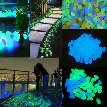 

100Pcs Lots Decorative Pebbles For Home Garden Decor Glow In The Dark Luminous Pebbles Stones Ornament Walkway Fish Tank Crafts