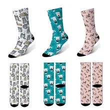 Забавные Женские носочки, Модные Цветные носки с принтом собаки новые женские хлопковые носки harajuku kawaii Носки 6JQ-ZWL10