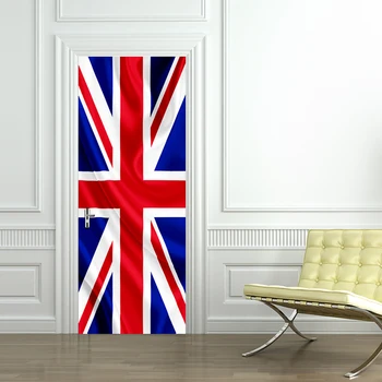 

3D Print British Flag Poster PVC Waterproof Entire Door Sticker Creative Stickers Door Wall Sticker DIY Mural Bedroom Home Decor