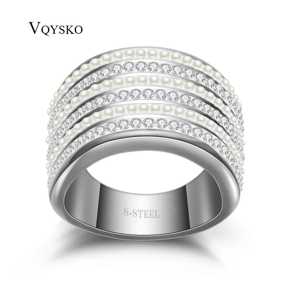 

Top Quality Stainless steel Wedding Rings For Women 316L Stainless Steel Engagement Fashion Austrian Crystal Jewelry