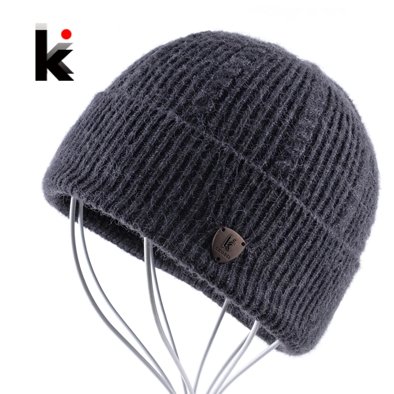 

Men's Skullies Autumn And Winter Beanie Wool Hat Knitted Bonnet Cap Thicker Fringe Mens Beanies Hats For Men Bonne Caps