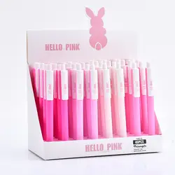 Милый мультфильм кролик Автоматические Гелевые ручка простой розовый треугольник черные чернила ручка для школы офиса поставки