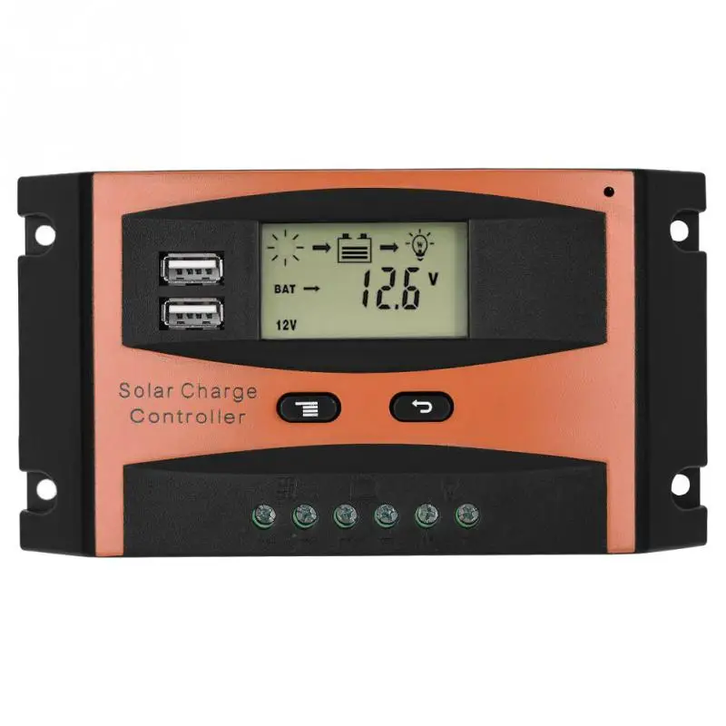 

30A/20A 50V Dual USB LCD Display Smart PWM Solar Panel Charge Controller IP32 Waterproof Solar Charge Controller