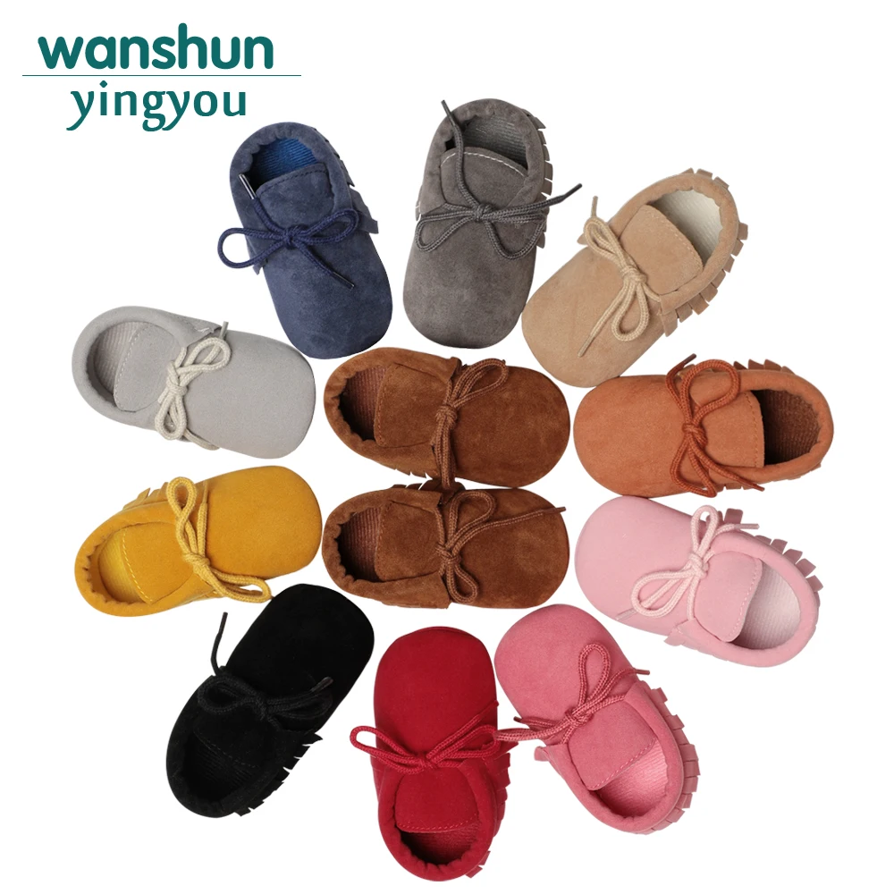 

Boy Girl Soft Moccs Fringe Soft Soled Non-slip Footwear Shoes PU Suede Leather Newborn Baby Moccasins QF bebes