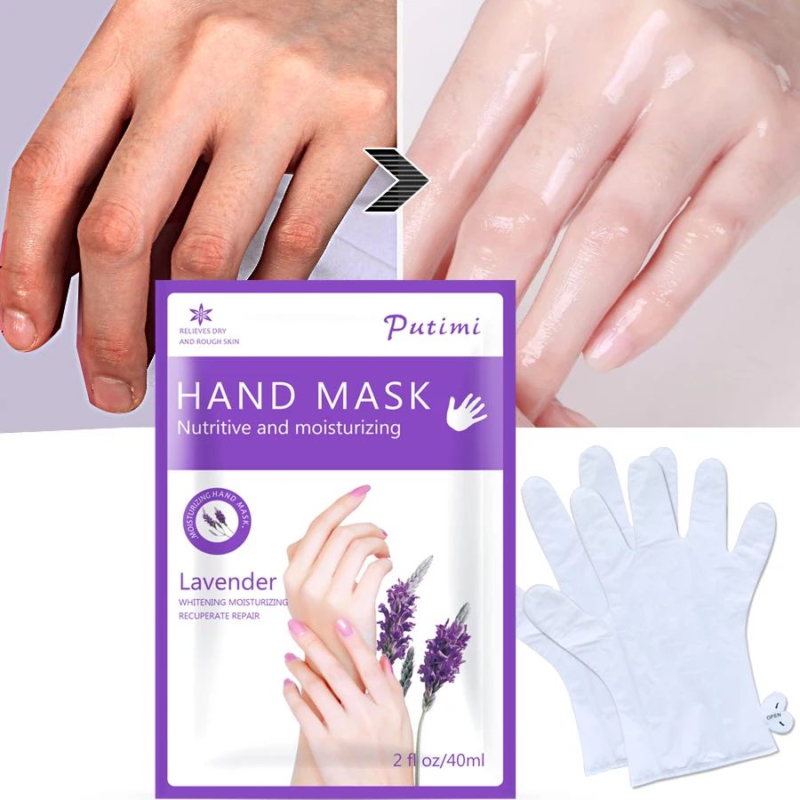 

4Pcs=2Pair Exfoliating Hand Mask Soften Whitening Moisturizing Skin Care Lavender Hand Mask Cream Anti-drying Spa Hand Gloves