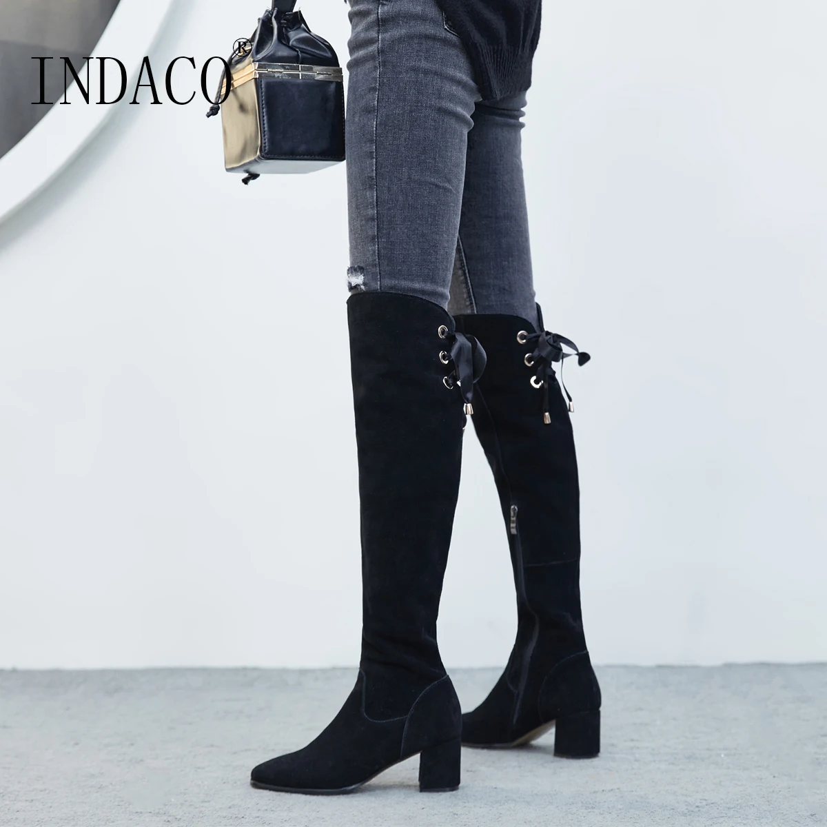 

Women Leather Over the Knee High Boots Fashion Women Winter Boots Knee High Boots 6cm Big Size 33-40