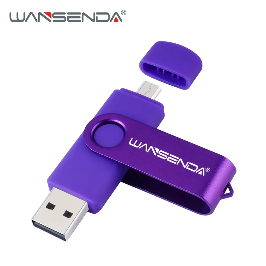 Флеш-накопитель WANSENDA OTG USB 128 Гб 64 Гб Флешка 8 ГБ 16 ГБ 32 ГБ флеш-накопитель 256 ГБ USB флеш-карта памяти для Android/планшетного ПК - Цвет: Фиолетовый