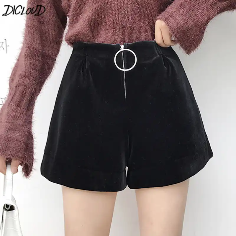 korean black high waisted shorts