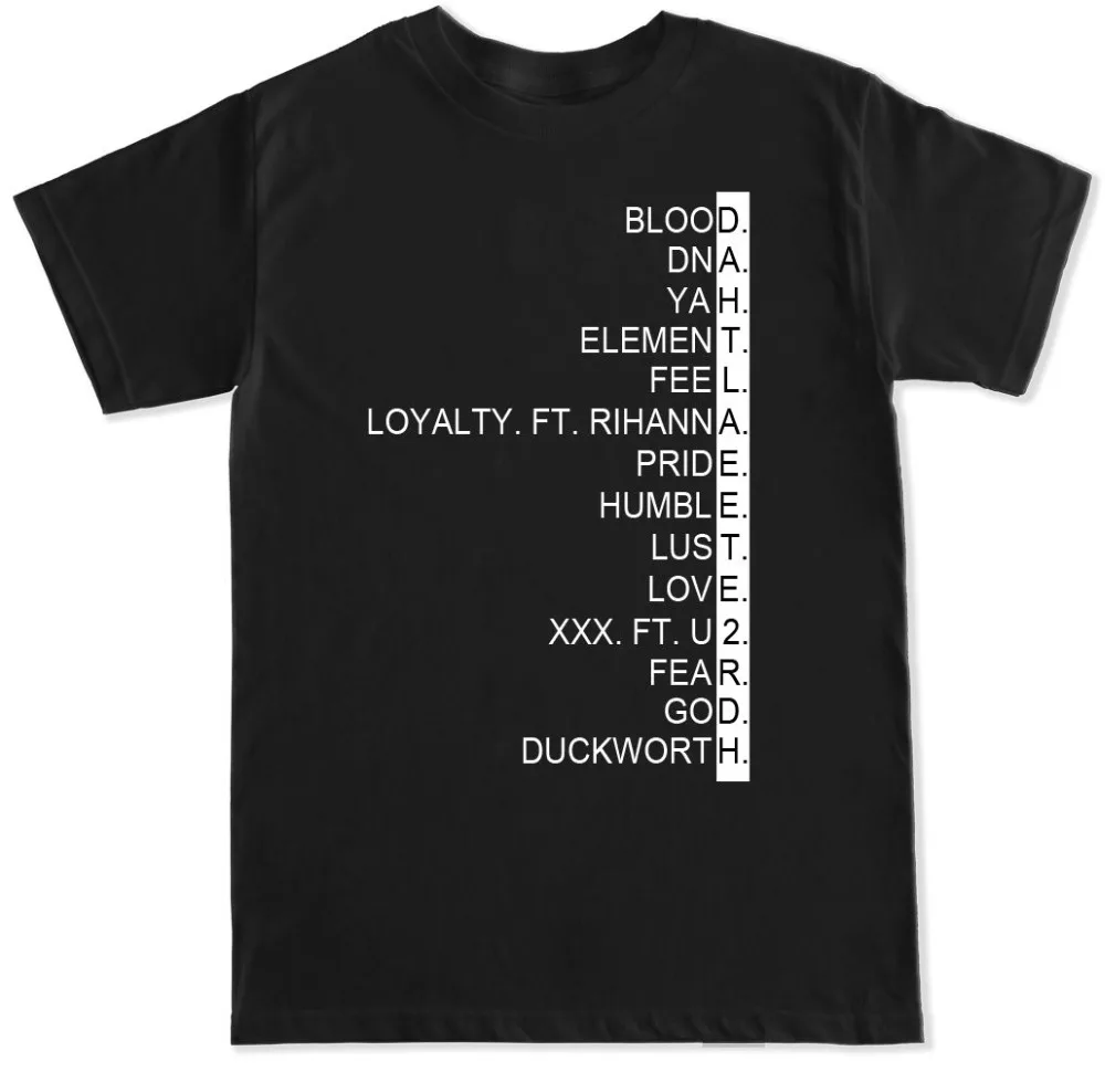 Мужская футболка с треклистом KENDRICK LAMAR в стиле хип хоп RAP TRAP DRAKE KANYE 2019|kanye t shirt|t