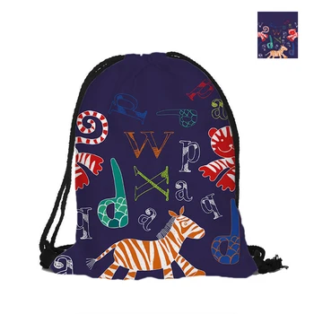 

Cartoon Alphabet Printing Drawstring Backpack Cute Animals Polyester Bags For Child School Kindergarten Pouch Backpacks