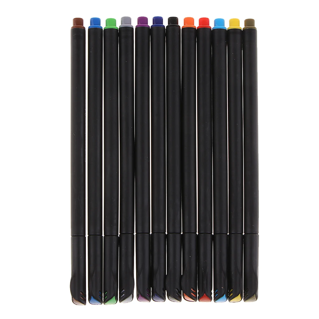 12Fineliner Color Pens Set,0.4mm Fine Line Colored Sketch Writing Drawing Pen for Journal Planner Coloring Book, Art Markers Pen