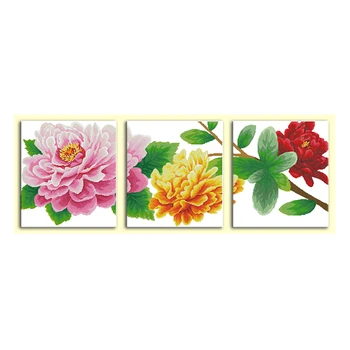 

JoySunday cross stitch Fortune comes with blooming flower DMC14CT11CTcotton needlework livingroom restaurant hotel shop painting