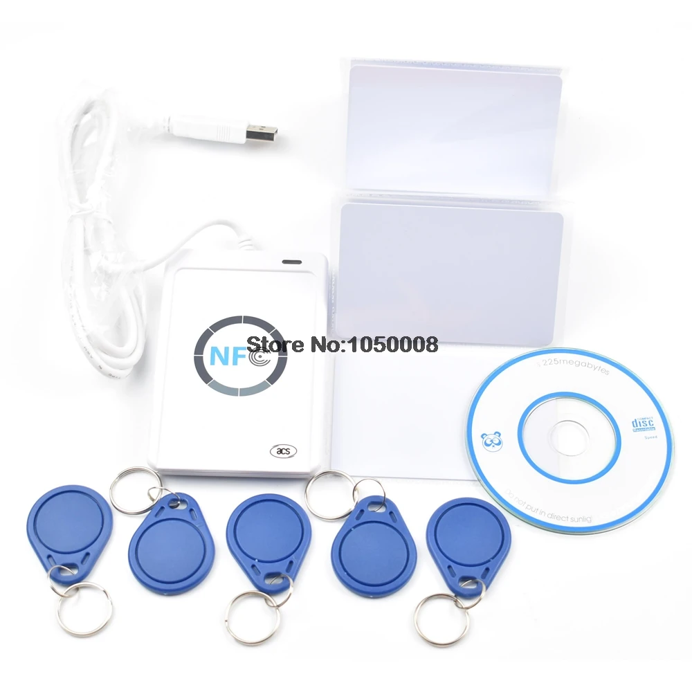 USB ACR122U-A9 NFC Reader Writer duplicator RFID Smart Card + 5pcs UID changeable Cards + 5pcs UID keyfob +1 SDK CD