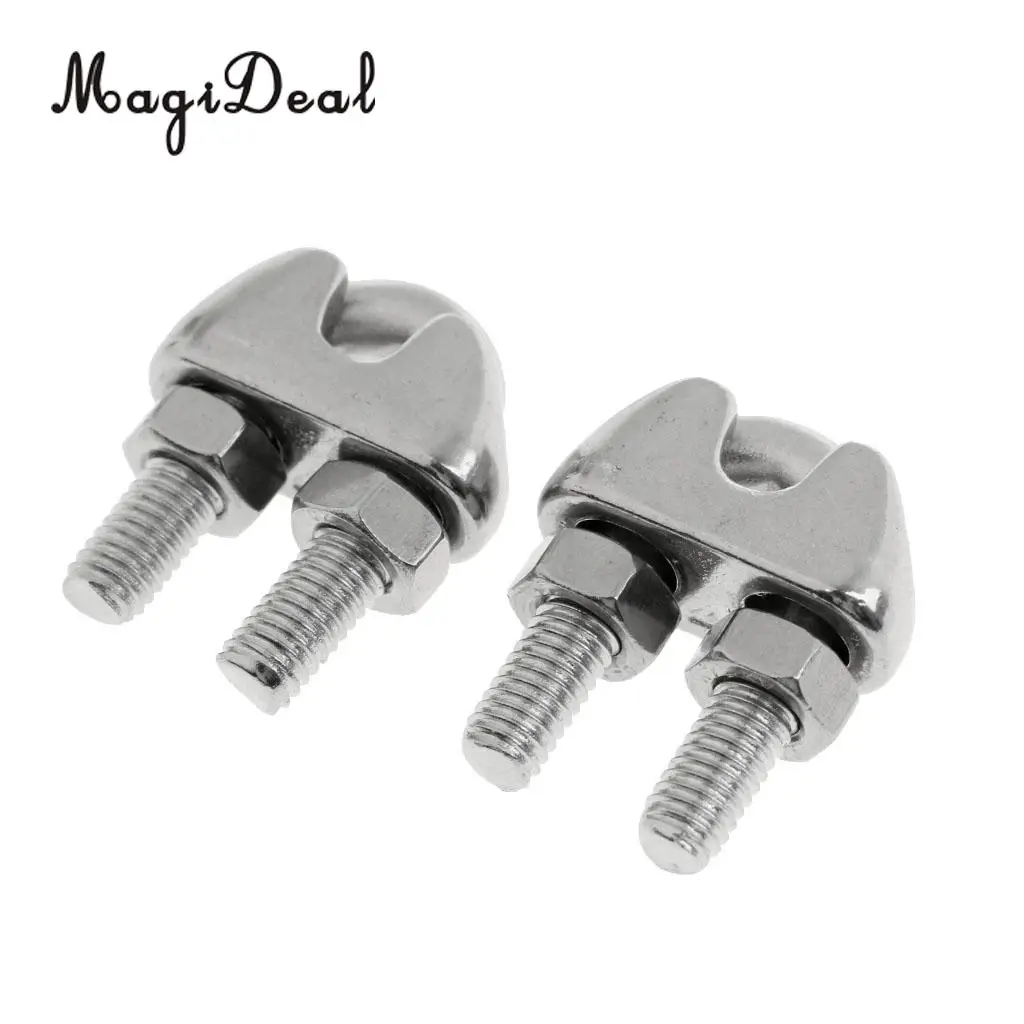 MagiDeal 2 Pieces M4 5/32 Inch Stainless Steel Wire Rope Cable Clip Clamp 4mm Wire Rope U Bolt Saddle Fastener