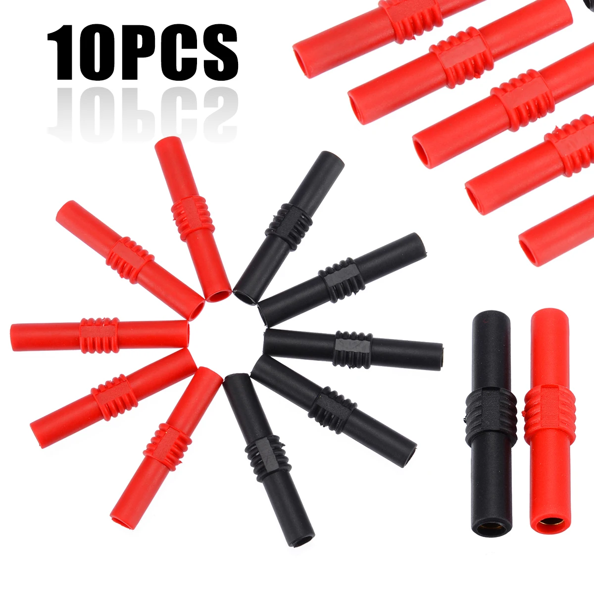 

10pcs 4mm Banana Jack Adapter PVC+Brass Nickel Plated Insulated Banana Jack Female to Female Adapter Coupler Connector