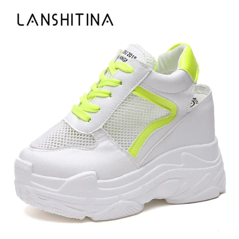 

New 2018 Summer Casual Shoes 12 CM Heels Women Height Increasing Platform Wedge Shoes Ladies Breathable Walking Sneakers Rome