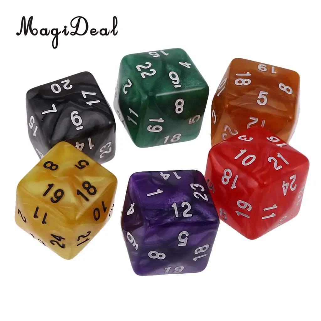 MagiDeal Hot Sale 12Piece Acrylic D30 D24 Polyhedral Dice Dies for D&D TRPG Party Board Game Toy Pearl