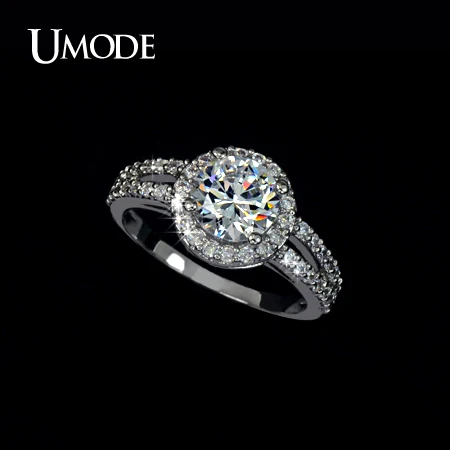 UMODE Halo Engagement Ring With Top Grade 2ct AAA CZ Wedding Rings Jewelry For Women Bijoux Christmas Gifts AUR0021