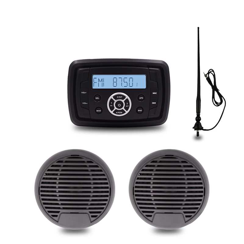 

Marine Stereo Boat Audio Bluetooth Radio FM AM USB MP3 Player for Motorcycle Auto ATV UTV 3" Waterproof Speaker +Radio Antenna