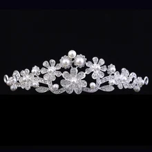 Модная одежда для волос, тиара с искусственным жемчугом, свадебные аксессуары для волос, украшения для волос, цветы, свадебная корона, украшения для волос, головной убор для девочек