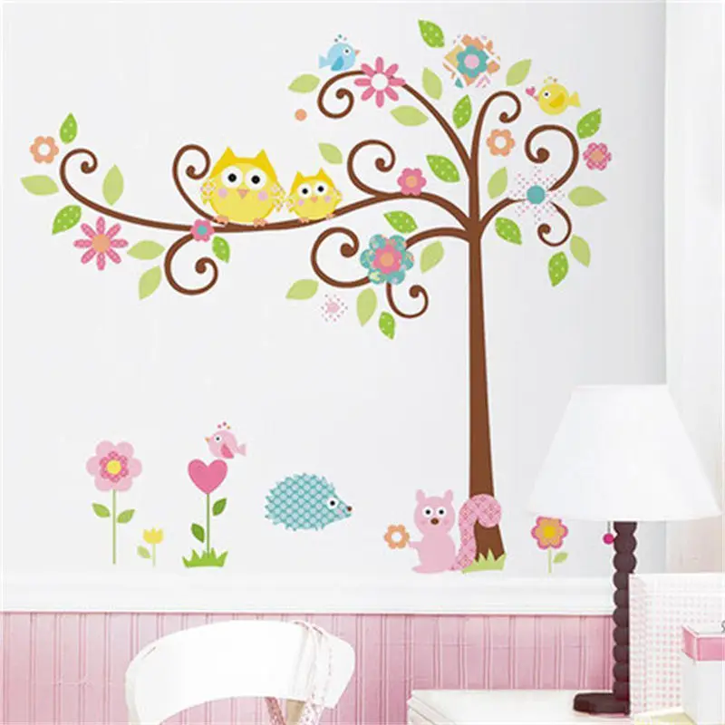 

Large Cute Owl Tree Squirrel Animal Wall Sticker Kids Nursery Room Art Mural Wall Decal DIY Home Decoration Decorative Stickers