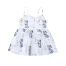 Платье для девочек для малышей, для маленьких девочек летние чехол с откидной крышкой с изображением слона из мультфильма с принтом вечерние платье Повседневная одежда