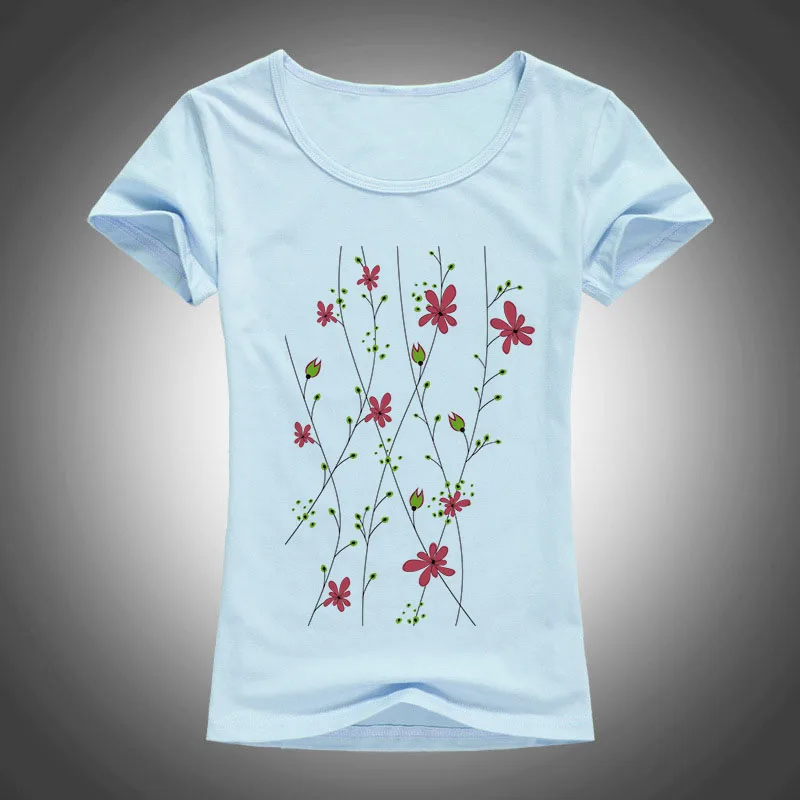 2016 summer style cotton Slim T shirt women Cartoon flowers printed camisas femininas short sleeve Shirts fashion tops 1904 2016 summer style cotton Slim T shirt women Cartoon flowers printed camisas femininas short sleeve Shirts fashion tops 1904