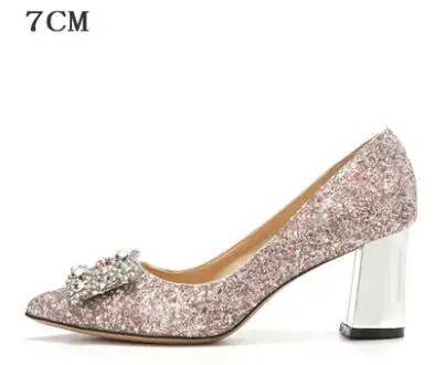 Обувь с украшением в виде кристаллов и пайеток; женская свадебная обувь на массивном серебряном каблуке для невесты; женская обувь для вечеринок на среднем каблуке; женские туфли-лодочки - Цвет: Черный и бежевый