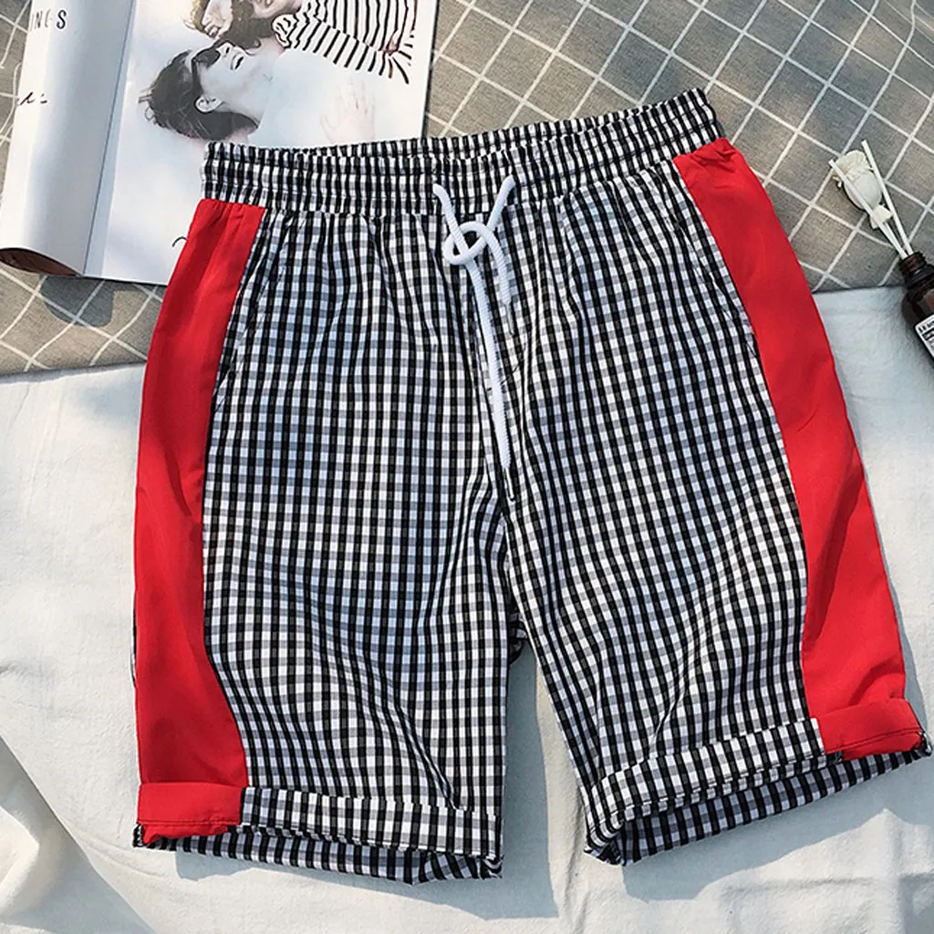 Короткие мужские модные шорты homme ete клетчатые свободные пляжные спортивные повседневные спортивные шорты мужские летние