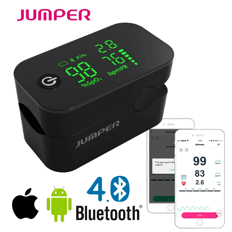 

Wireless Bluetooth Finger Pulse Oximeter HD LED Display Fingertip Pulsioximetro android iSO Phone APP Oximetro de pulso de dedo