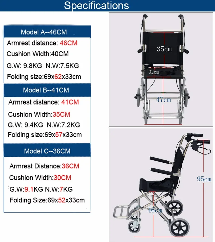 Самолет использовать ручную коляске 6.2 кг n.w, алюминиевый сплав легкий складной путешествия инвалидной коляске