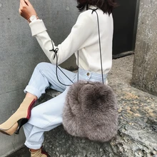 Высококачественные зимние женские однотонные мягкие сумочки из натурального меха, вечерние сумочки, сумочка из лисьего меха, модная сумка на год