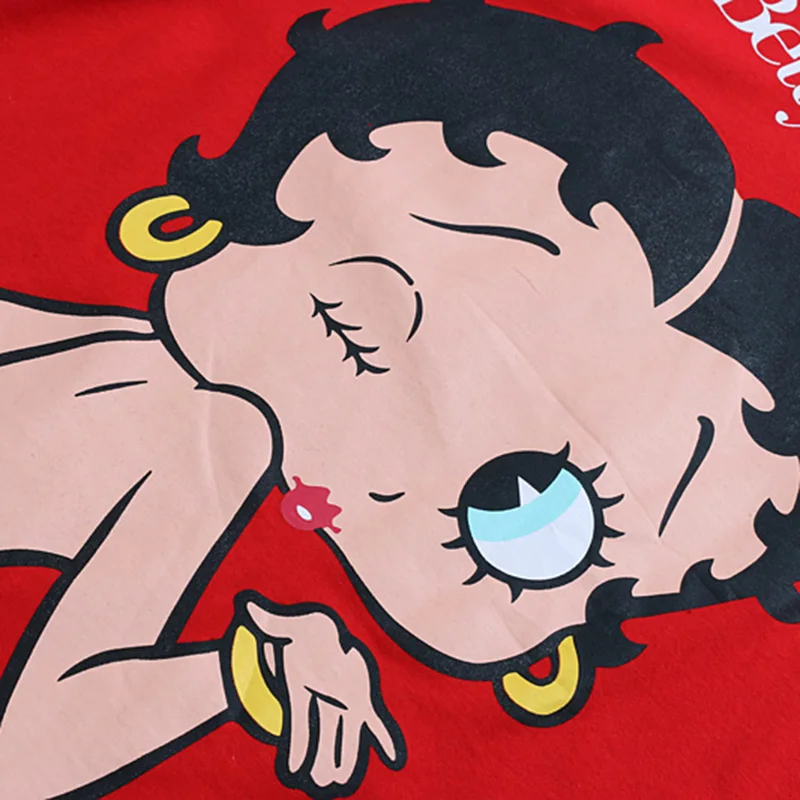 Женская хлопковая футболка с надписью Betty Boy, летняя повседневная футболка с коротким рукавом и круглым вырезом, женская красная Милая футболка