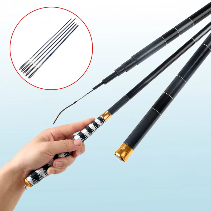 Hot Telescopic Carbon Fiber Super Hard Ultra Light Carp Fishing Pole Stream Fishing Rod Hooks 2.7/3.6/4.5/5.4/6.3/7.2m ALS88
