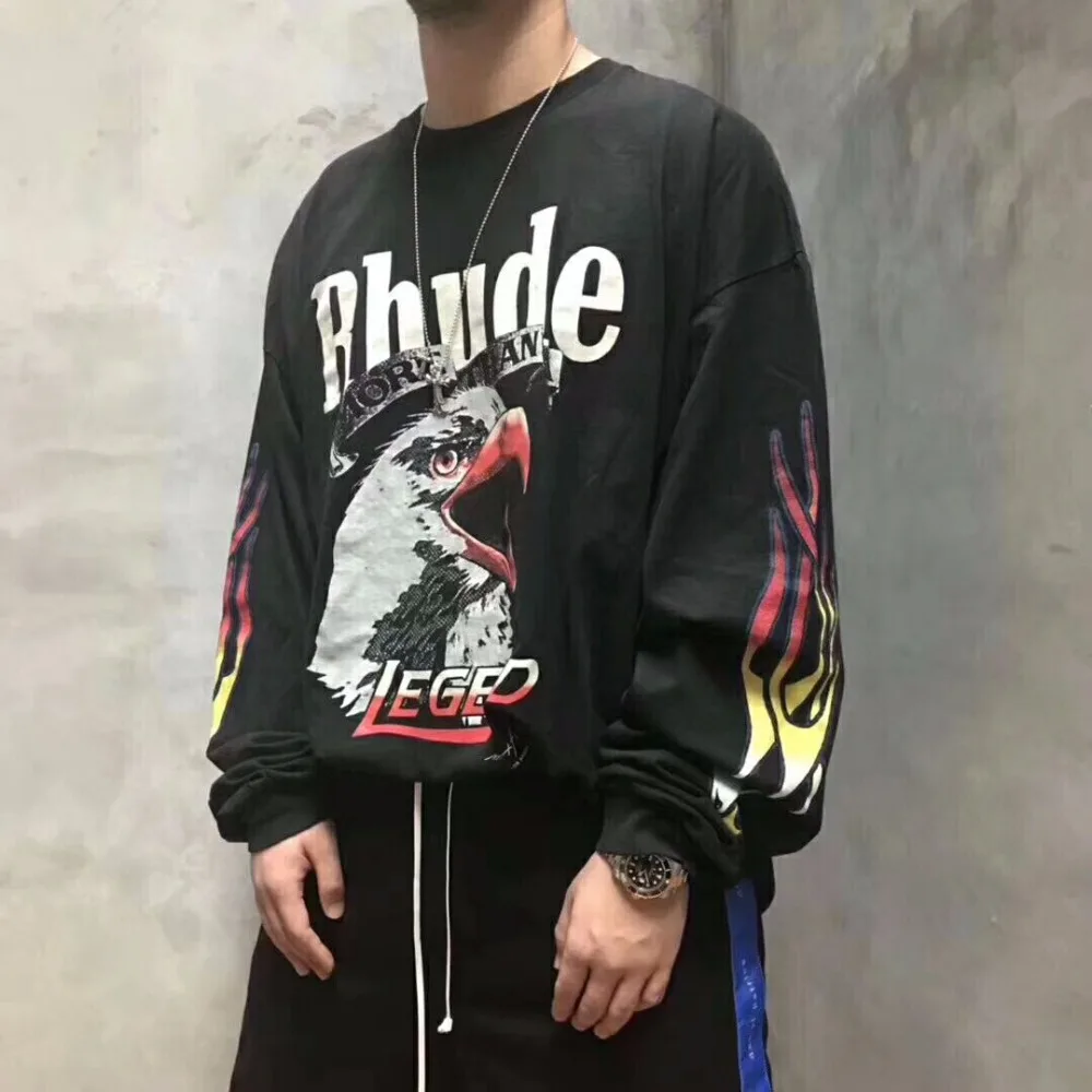 

2019SS RHUDE x Maxfield LA OVERSIZE Men Women T shirt hip hop 1:1 High Quality Long Sleeve RHUDE x Maxfield LA Casual Cotton Tee