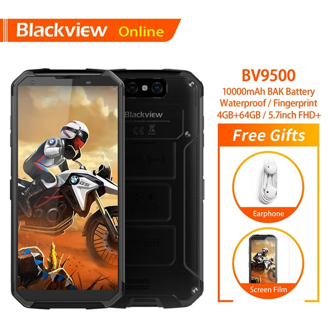 Blackview BV9500 IP68 смартфон Водонепроницаемый 5,7 дюймов 18:9 MT6763T Octa Core 4 ГБ + 64 ГБ двойной 16.0MP Камера Android 8,1 мобильный телефон
