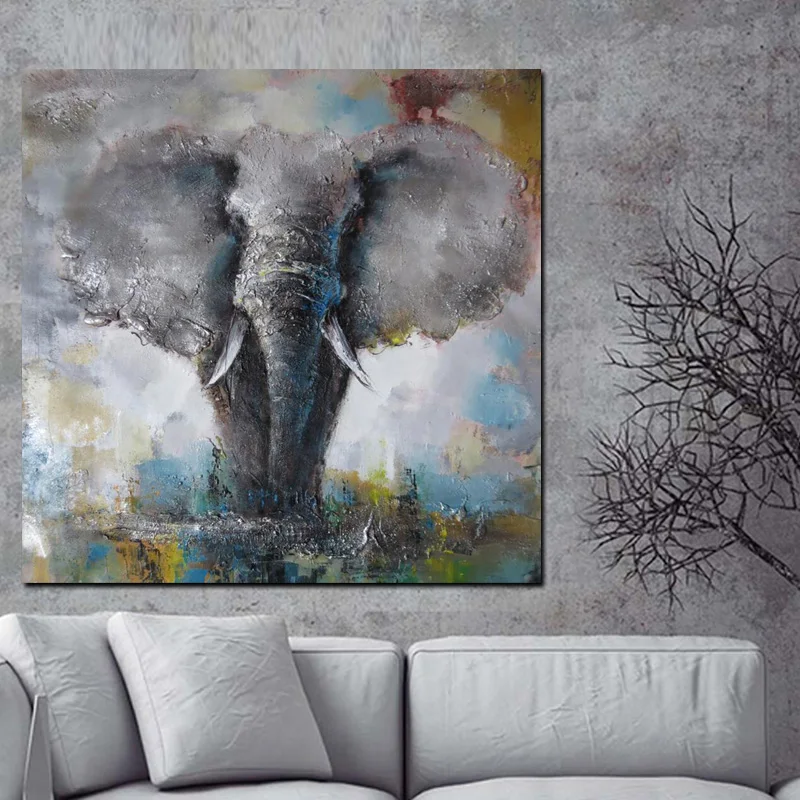 

Wall Pop Art Canvas African Elephant HD Print Abstract Animal Oil Painting on Canvas Poster Modern Wall Picture For Living Room