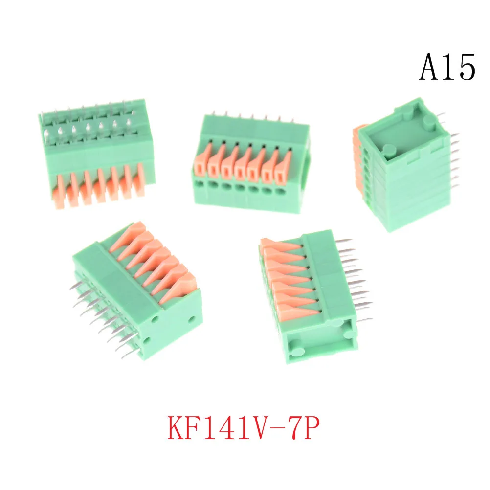 5 шт. HUXUAN KF141R KF141V 2,54 мм шаг PCB прямое стопы разъемы 2/3/4/5/6/7/8/9/10P Весна Screless Медь клеммной колодки - Цвет: 15