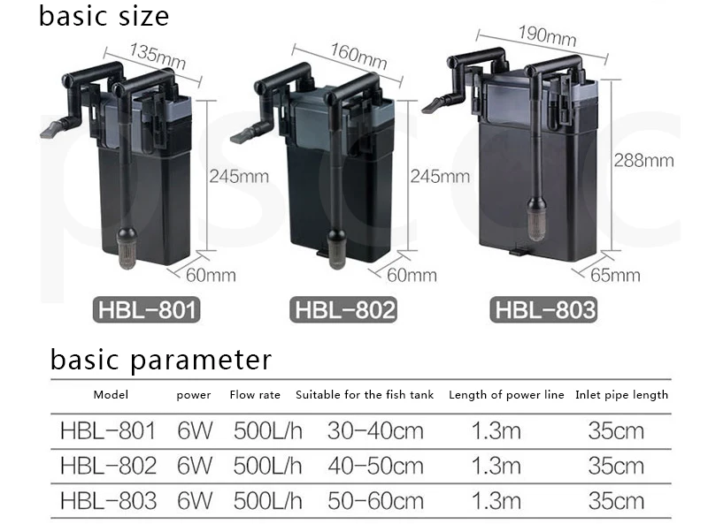 6 Вт Настенный фильтр для аквариума задний подвесной водопад пейзаж увеличивает угольный фильтр HBL 801 802 803