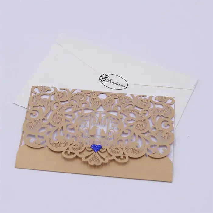 20 Pcs Invitation Card Hollow European Style Exquisite for Wedding Business Birthday Party HYD88