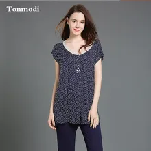 Пижамы для женщин модальные тонкие пижамы с коротким рукавом Брюки женские пижамы плюс размер XL