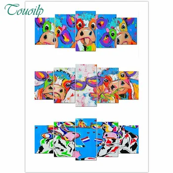 

Touoilp 5pcs Full Square/Round Drill 5D DIY Diamond Painting "Color painting" Multi-picture Combination Embroidery Mosaic Decor