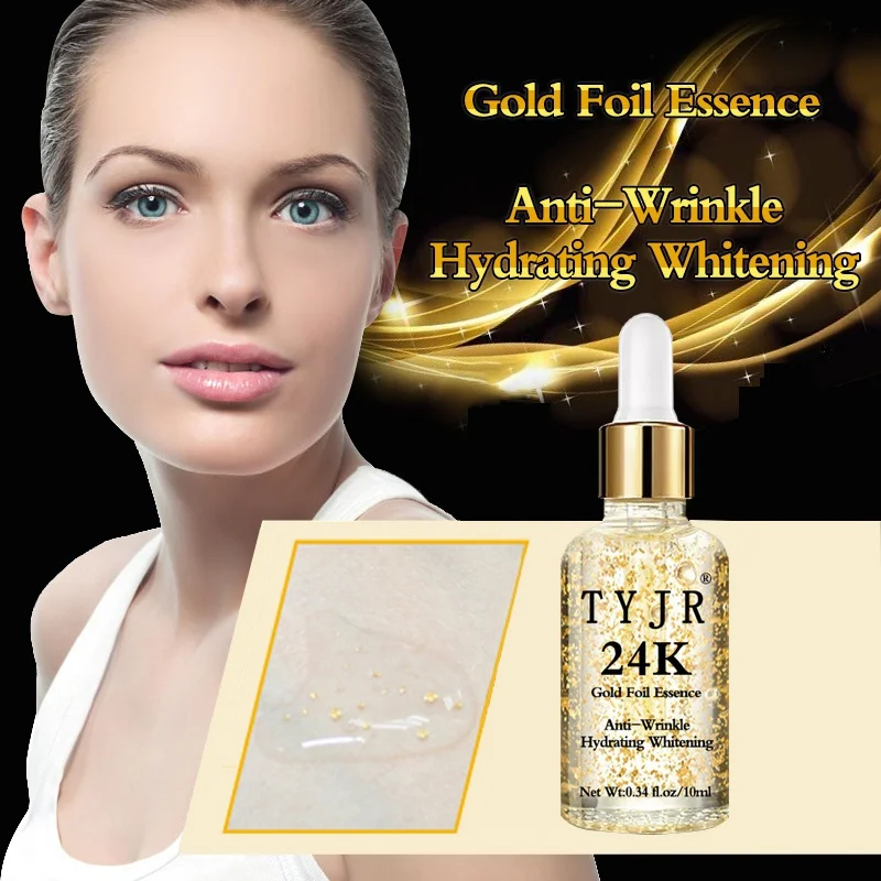 24 K Gold фольга, экстракт антивозрастной укрепляющий Осветляющий Fine Line ремонт кожи поры Увлажняющий Антивозрастной уход за лицом 10 мл S2